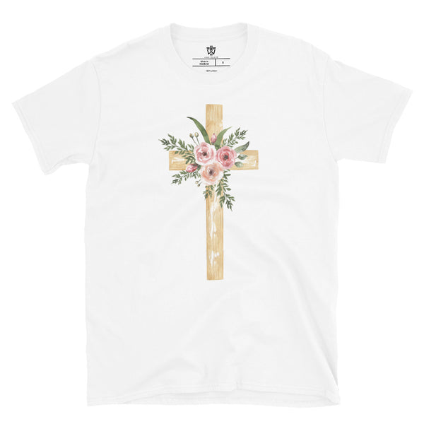 Floral Cross - Womens 100% Cotton T-Shirt